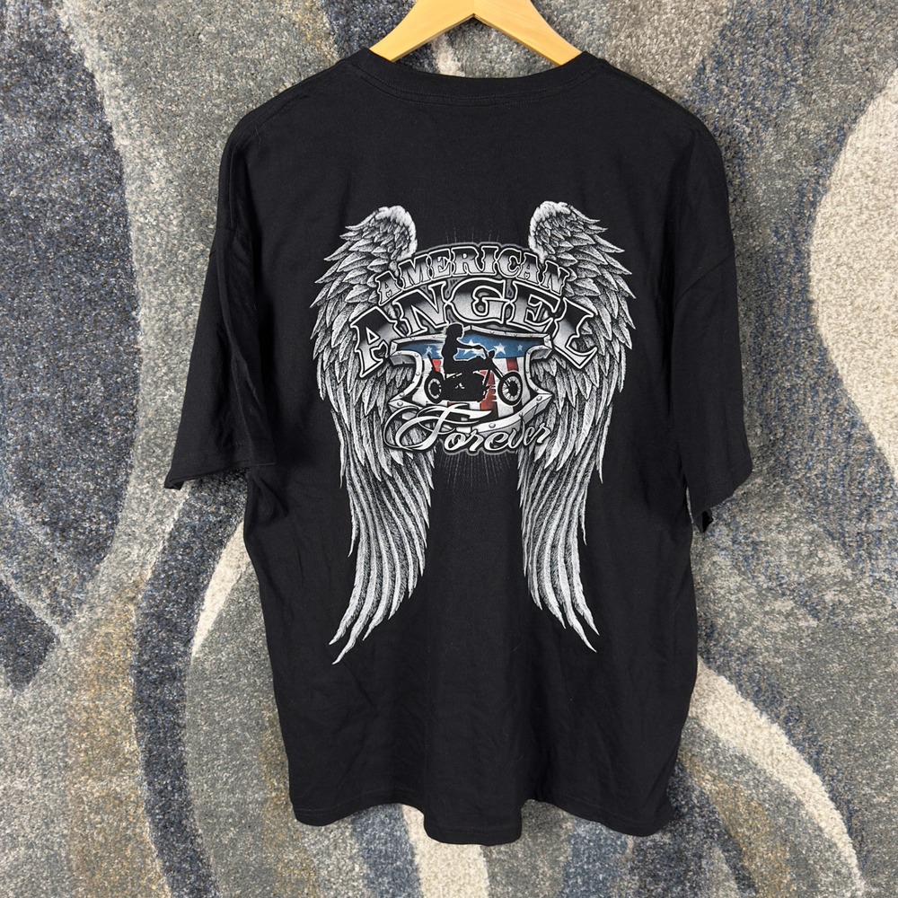 NWT Keya American Angel Forever T-Shirt Mens‎ XL Black Biker Graphic Tee